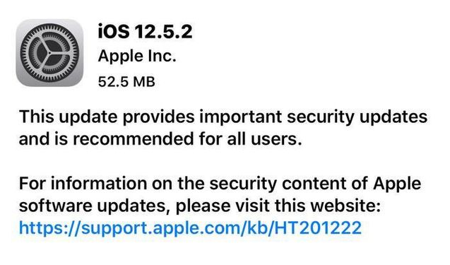 德阳苹果手机维修分享iOS12.5.2发布，建议所有老苹果用户安装 